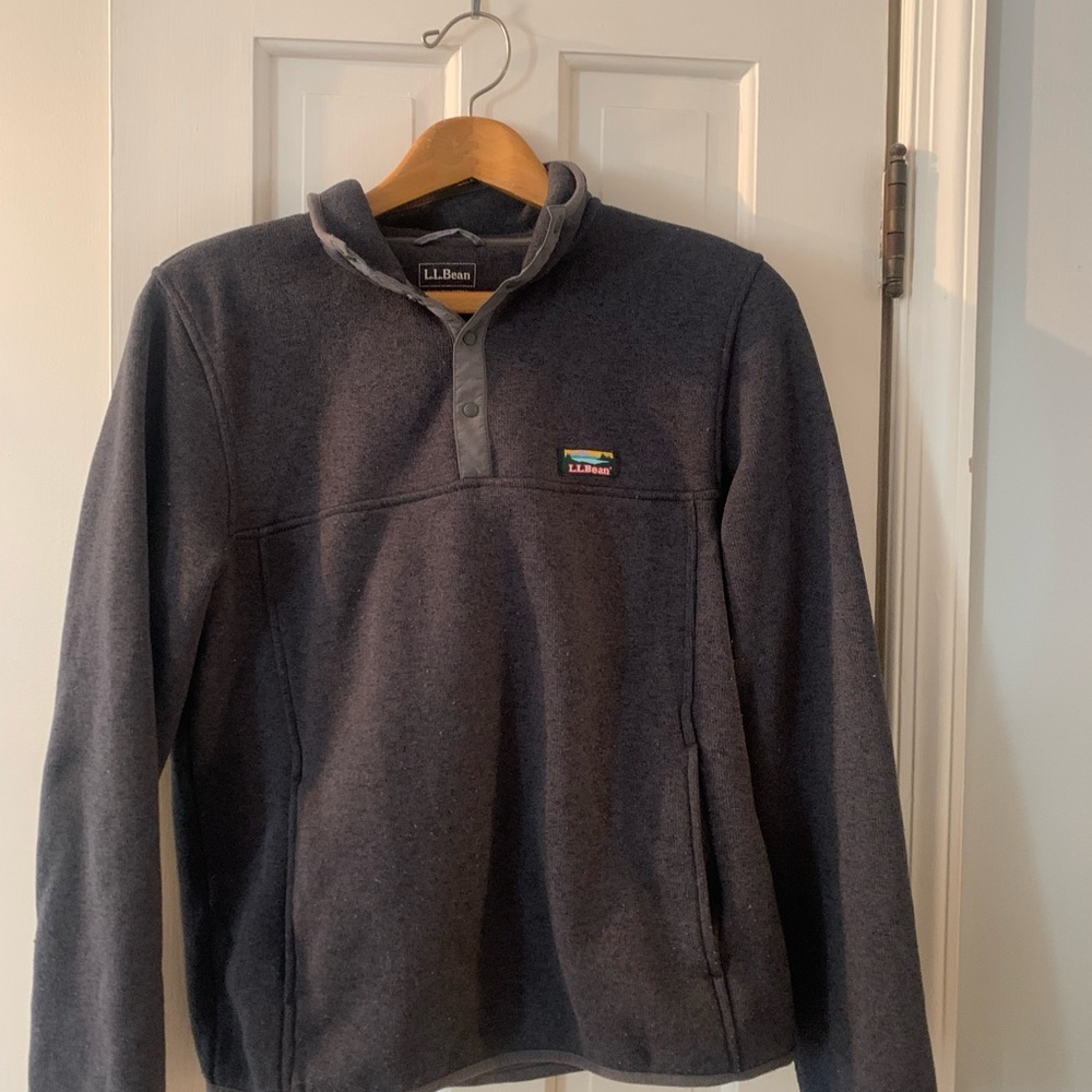 L.L. Bean Gray Pullover Fleece Medium